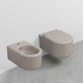 Immagine di Cielo ITACA set sanitari sospesi, vaso senza brida con sedile a discesa rallentata e bidet monoforo, colore avena finitura opaco ITBSAV+ITVSKAV+CPVITTFAV