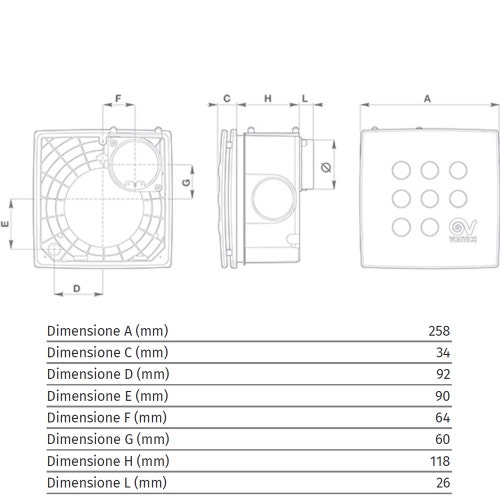 Immagine di Vortice MICRO 100 I T aspiratore centrifugo da incasso per la ventilazione, con timer, da parete e soffitto 12018