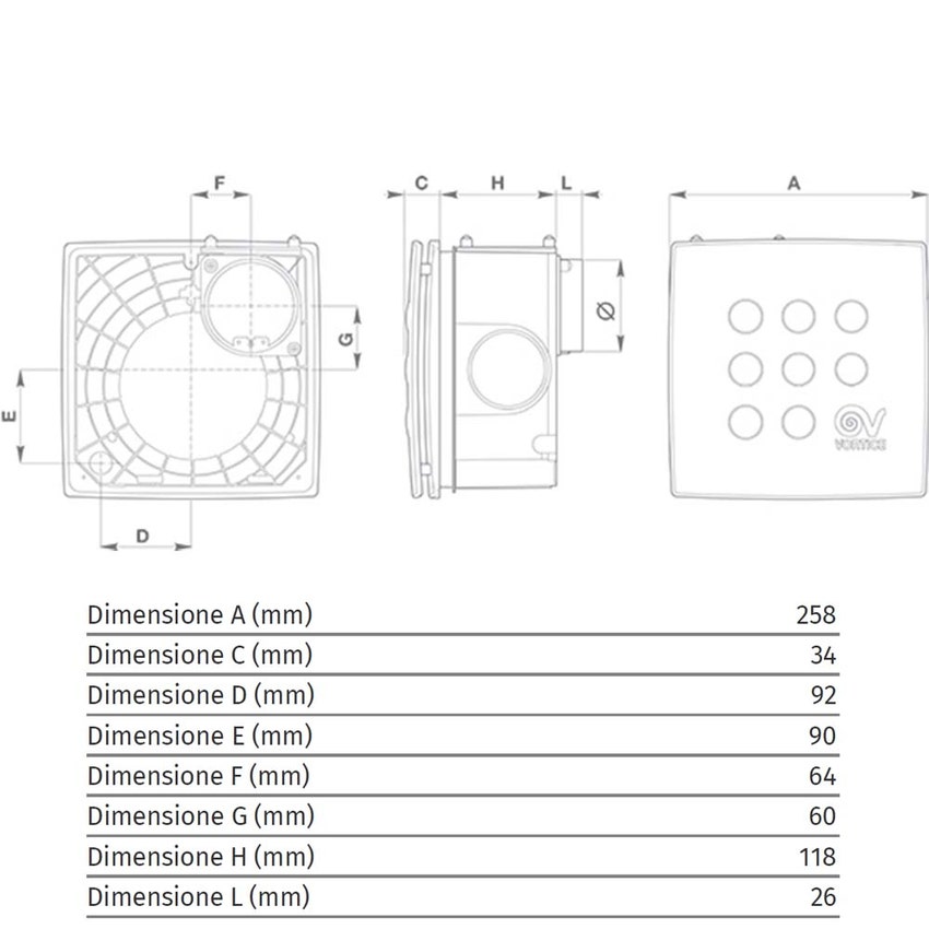 Immagine di Vortice MICRO 100 I T aspiratore centrifugo da incasso per la ventilazione, con timer, da parete e soffitto 12018