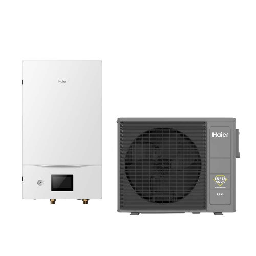 Immagine di Haier R290 SPLIT Sistema composto da pompa di calore Inverter 5 kW monofase e modulo idronico con resistenza di backup 1+2 AW052HSGHA+HU102WAHYA