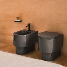 Immagine di Cielo OTIS set sanitari a terra, vaso senza brida con sedile a discesa rallentata e bidet monoforo, colore alga finitura lucido OTVAKAL+CPVOTTFAL+OTBIAL
