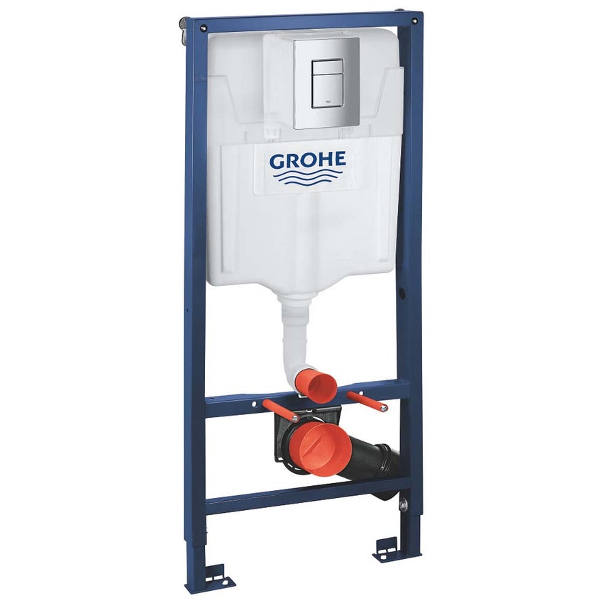 Immagine di Grohe RAPID SL 3 in 1 set per wc con piastra di azionamento Skate Cosmopolitan finitura cromo, cassetta di sciacquo, modulo per vaso sospeso e set di fissaggio 38772001