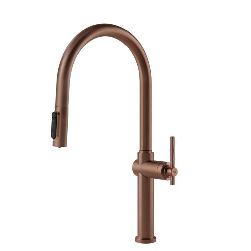 Immagine di Gessi HABITO miscelatore con doccetta estraibile doppio-getto e bocca girevole per lavello, con funzione acqua filtrata, finitura copper brushed PVD 60872#708