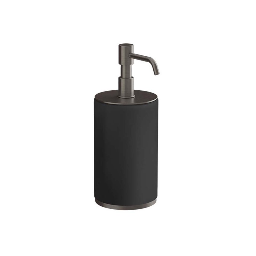 Immagine di Gessi ACCESSORIES dispenser sapone d'appoggio colore nero, finitura black metal brushed PVD 66438#707