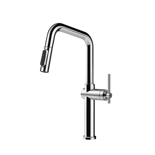 Immagine di Gessi HABITO miscelatore con doccetta estraibile doppio-getto e bocca girevole per lavello, con funzione acqua filtrata, finitura cromo 60852#031