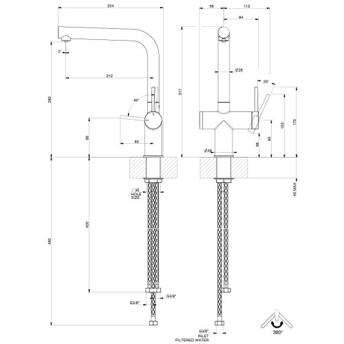 Immagine di Gessi INEDITO miscelatore con bocca girevole per lavello, con funzione acqua filtrata, finitura cromo 60571#031