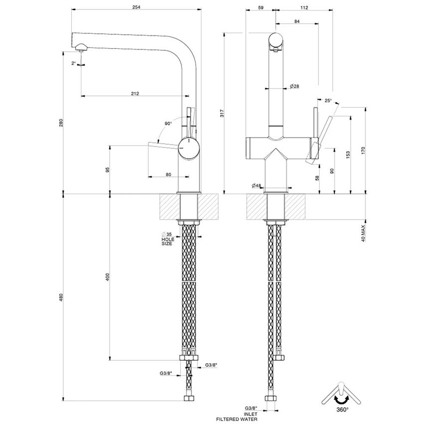 Immagine di Gessi INEDITO miscelatore con bocca girevole per lavello, con funzione acqua filtrata, finitura cromo 60571#031