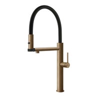 Immagine di Gessi 316 FLESSA miscelatore semi-professionale monocomando H.50 cm, con bocca girevole e doccetta estraibile doppio-getto, finitura warm bronze brushed PVD 60210#726