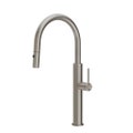 Immagine di Gessi 316 miscelatore monocomando H.47 cm, con bocca girevole e doccetta estraibile doppio getto, finitura steel brushed 60022#239