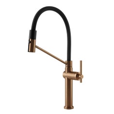 Immagine di Gessi HABITO miscelatore semi pro H.50 cm per lavello, monocomando, con bocca girevole e doccetta estraibile doppio getto, finitura warm bronze brushed PVD 60664#726