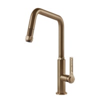 Immagine di Gessi OFFICINE miscelatore monocomando, con canna girevole e doccetta estraibile, finitura warm bronze brushed PVD 60053#726
