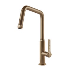 Immagine di Gessi OFFICINE miscelatore monocomando, con canna girevole e doccetta estraibile, finitura warm bronze brushed PVD 60053#726