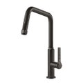 Immagine di Gessi OFFICINE miscelatore monocomando, con canna girevole e doccetta estraibile, finitura black metal brushed PVD 60053#707