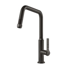 Immagine di Gessi OFFICINE miscelatore monocomando, con canna girevole e doccetta estraibile, finitura black metal brushed PVD 60053#707