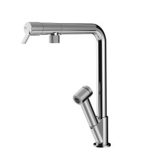 Immagine di Gessi FISSO miscelatore H.35.6 cm per lavello, monocomando, con bocca girevole e doccetta estraibile doppio getto, finitura cromo 60640#031