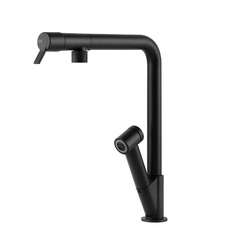 Immagine di Gessi FISSO miscelatore H.35.6 cm per lavello, monocomando, con bocca girevole e doccetta estraibile doppio getto, colore nero finitura opaco 60640#299