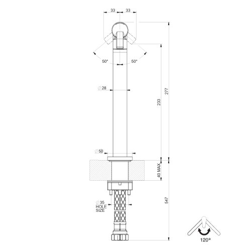 Immagine di Gessi FISSO miscelatore H.27.7 cm per lavello, monocomando, con bocca girevole, finitura cromo 60073#031