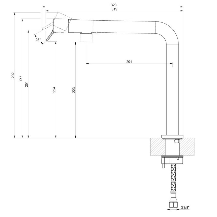 Immagine di Gessi FISSO miscelatore H.27.7 cm per lavello, monocomando, con bocca girevole, finitura cromo 60073#031