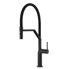 Immagine di Gessi STELO semi-pro miscelatore monocomando girevole, con doccetta doppio getto, con supporto doccetta Gessi-Easylock, per lavello, colore nero finitura opaco 60315#299