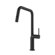 Immagine di Gessi STELO miscelatore H.38.5 cm per lavello, monocomando, con bocca girevole e doccetta estraibile doppio getto, colore nero finitura opaco 60307#299