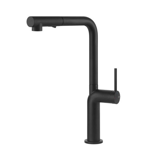 Immagine di Gessi STELO miscelatore monocomando girevole, con doccetta doppio getto, per lavello, colore nero finitura opaco 60311#299