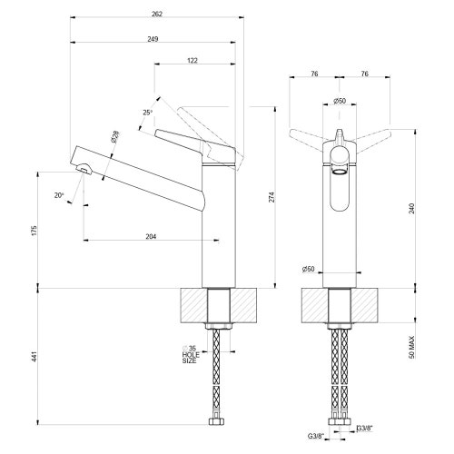 Immagine di Gessi ACCIAIO miscelatore H.27.4 cm per lavello, monocomando, con bocca girevole, finitura steel brushed 60632#239