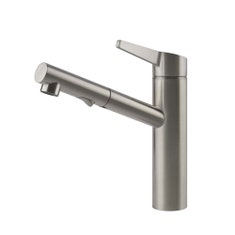 Immagine di Gessi ACCIAIO miscelatore H.24.7 cm per lavello, monocomando, con bocca girevole e doccetta estraibile doppio getto, finitura steel brushed 60636#239