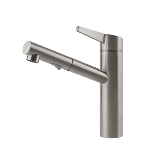 Immagine di Gessi ACCIAIO miscelatore H.24.7 cm per lavello, monocomando, con bocca girevole e doccetta estraibile doppio getto, finitura steel brushed 60636#239