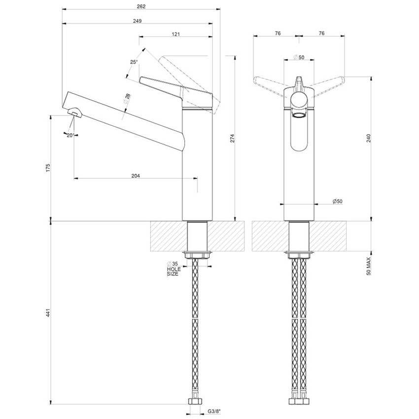 Immagine di Gessi THALIUM miscelatore H.24 cm per lavello, monocomando, con bocca girevole, finitura cromo 60532#031