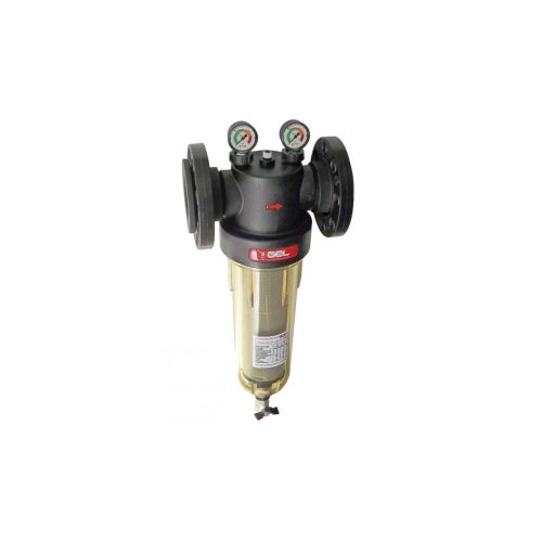 Immagine di Gel DEPURA CYCLON 3000 XL DN65 filtro autopulente manuale con lavaggio a ciclone per cartucce da 10", con attacchi orientabili e cartuccia inox microstirato 90 μm, vaso in SAN 10125050