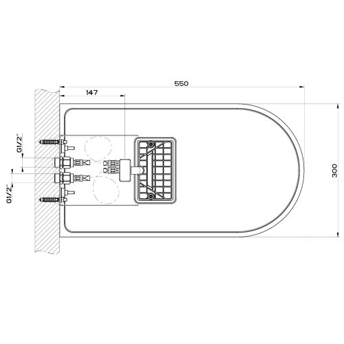 Immagine di Gessi WELLNESS sistema multifunzione a parete 300 con funzioni pioggia/cascata, finitura mirror steel 33073#238