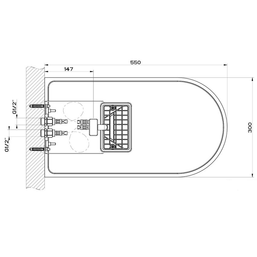 Immagine di Gessi WELLNESS sistema multifunzione a parete 300 con funzioni pioggia/cascata, finitura mirror steel 33073#238