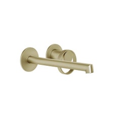 Immagine di Gessi ANELLO miscelatore lavabo a parete P.21 cm, senza scarico, finitura brass brushed PVD 63383#727