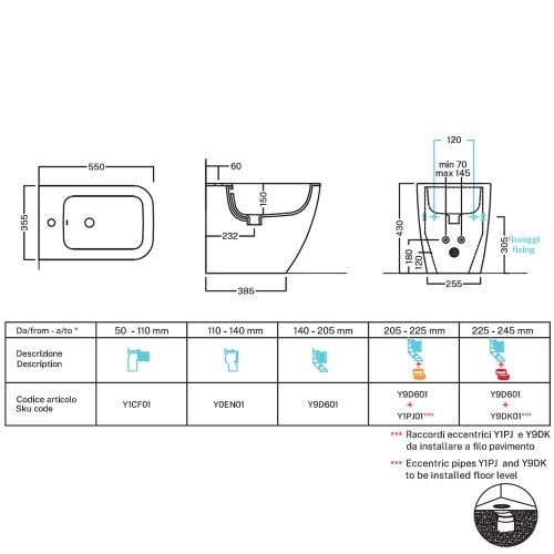 Immagine di Hatria TECNA bidet a terra, colore bianco finitura lucido 00Y9DF01