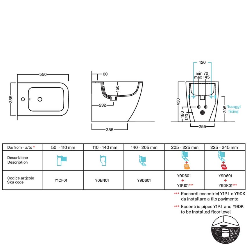 Immagine di Hatria TECNA bidet a terra, colore bianco finitura lucido 00Y9DF01