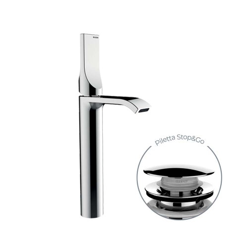 Immagine di Bossini APICE-T miscelatore monocomando H.32.8 cm per lavabo, con scarico 1"1/4 click-clack, finitura cromo E89602000030005