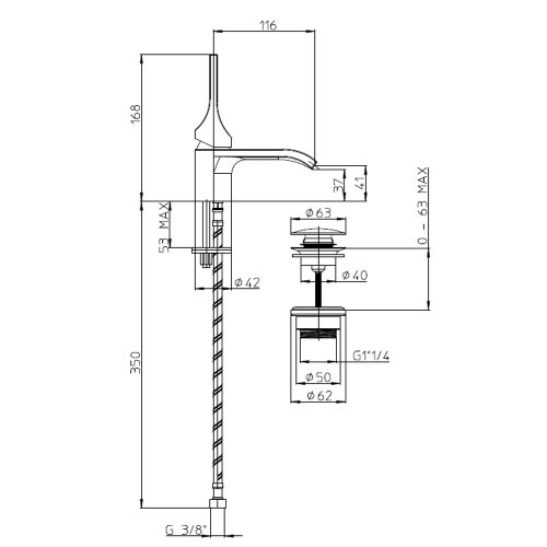 Immagine di Bossini APICE-R miscelatore monocomando H.16.8 cm per lavabo, con scarico 1"1/4 click-clack, finitura cromo E89600000030005
