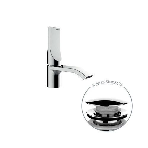 Immagine di Bossini APICE-R miscelatore monocomando H.16.8 cm per lavabo, con scarico 1"1/4 click-clack, finitura cromo E89600000030005
