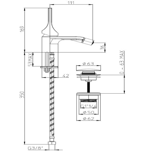 Immagine di Bossini APICE parte esterna miscelatore monocomando H.16.9 cm per bidet, con scarico 1"1/4 click-clack, finitura cromo E89601000030005