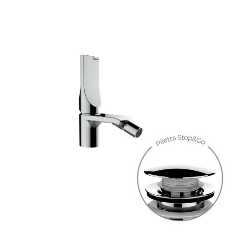 Immagine di Bossini APICE parte esterna miscelatore monocomando H.16.9 cm per bidet, con scarico 1"1/4 click-clack, finitura cromo E89601000030005