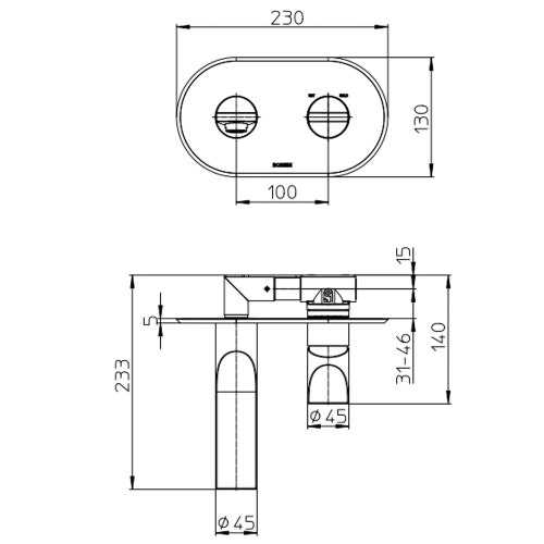 Immagine di Bossini APICE parte esterna miscelatore ad incasso P.23.3 cm per lavabo, senza scarico e corpo incasso, finitura cromo Z00549000030005