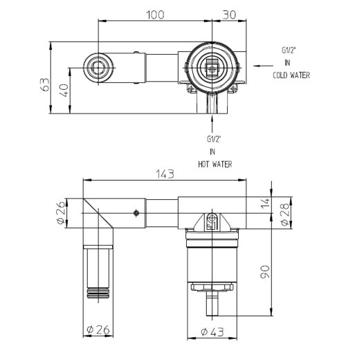 Immagine di Bossini Corpo incasso per miscelatore monocomando da parete, attacco da 1/2" Z00548000000005