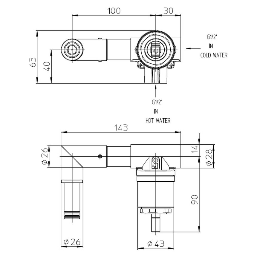 Immagine di Bossini Corpo incasso per miscelatore monocomando da parete, attacco da 1/2" Z00548000000005
