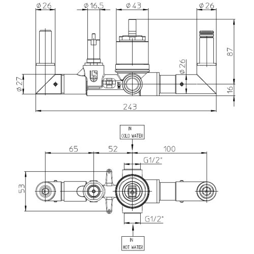 Immagine di Bossini Corpo incasso per miscelatore vasca monocomando a 2 vie, attacchi G 1/2" femmina Z00546000000005