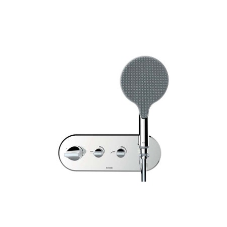 Immagine di Bossini APICE parte esterna miscelatore termostatico a 2 vie e 2 rubinetti, con doccetta, supporto doccetta, e flessibile 150 cm, finitura cromo Z00521000030005