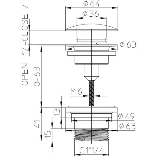 Immagine di Bossini Piletta di scarico click clack 1” 1/4, finitura cromo Z00700000030008