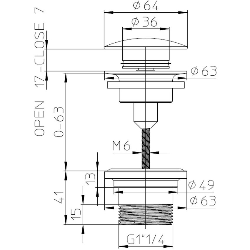 Immagine di Bossini Piletta di scarico click clack 1” 1/4, finitura cromo Z00700000030008