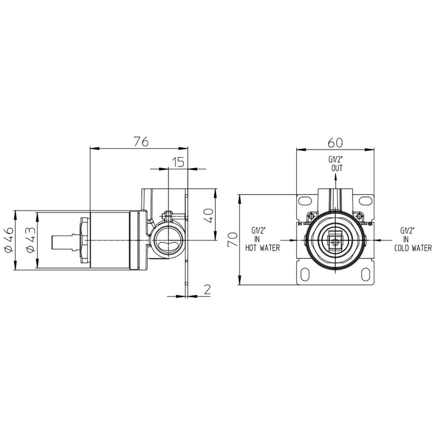 Immagine di Bossini Corpo incasso per miscelatore monocomando a 1 via, attacchi da 1/2", per installazione cartongesso Z90007000000005