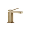 Immagine di Gessi RETTANGOLO K miscelatore lavabo H.15.4 cm senza scarico con flessibili di collegamento, finitura warm bronze brushed PVD 53002#726