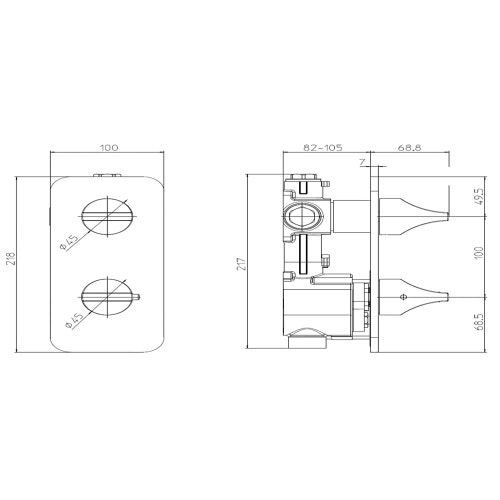 Immagine di Bossini APICE piastra intera per miscelatore termostatico alta portata 1 o 2 vie, installazione orizzontale o verticale, finitura cromo Z035202030